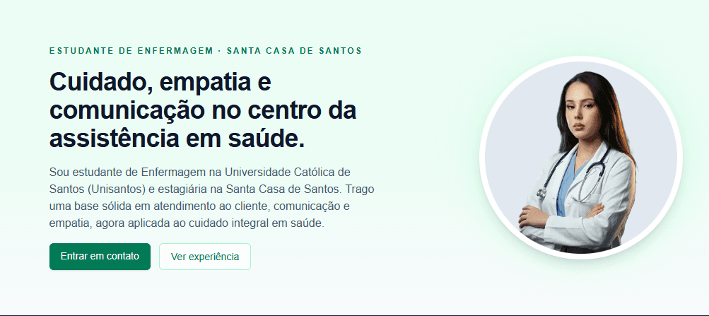 Screenshot do projeto Portfólio de Enfermagem – Anna Clara
